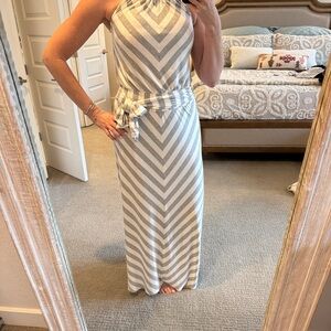 Michael Stars | Dresses | Michael Stars Gray And White Maxi Dress With  Halter Chevron Herringbone | Poshmark